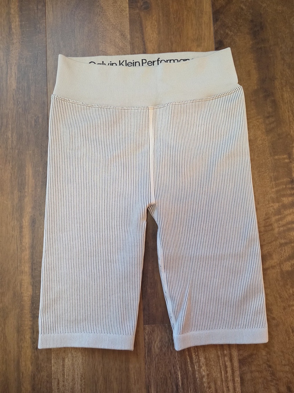 Calvin Klein Performance High-Waist Ribbed Shorts - White